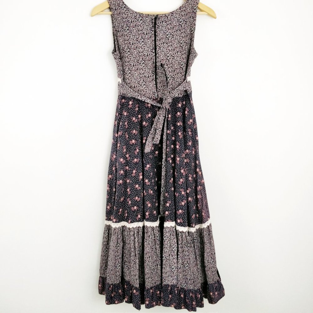 Gunne Sax Calico Floral Brown Pink Corset Sundress - Picture 16 of 16